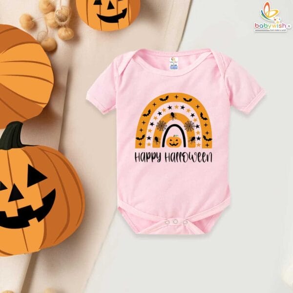 Happy Halloween Baby Romper Bodysuit – Star and Bat Print Halloween Outfit for Newborn Infant Baby Girl or Boy – Babywish - Image 3