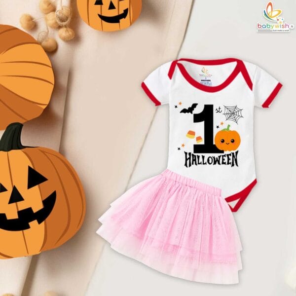 My First Halloween Baby Girl Romper – Newborn Tutu Skirt Bodysuit Halloween Outfit for Infant Girls 0-12 Months with Cute Print – Babywish - Image 2