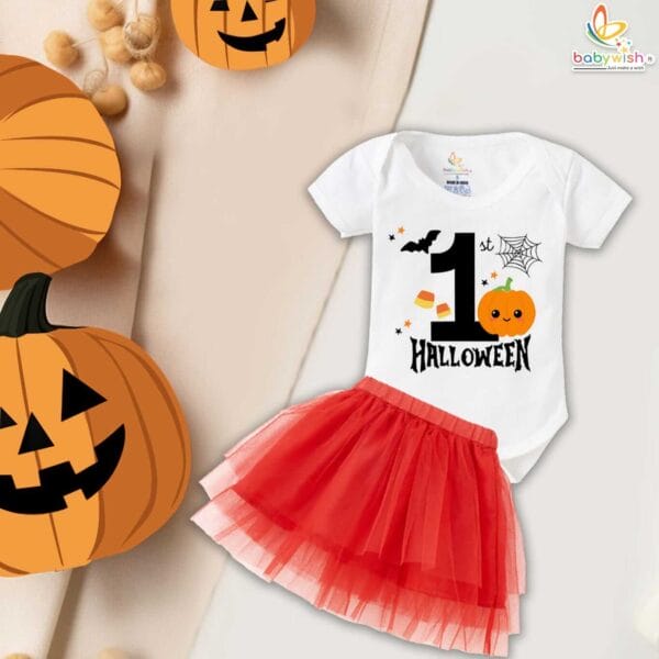 My First Halloween Baby Girl Romper – Newborn Tutu Skirt Bodysuit Halloween Outfit for Infant Girls 0-12 Months with Cute Print – Babywish - Image 3