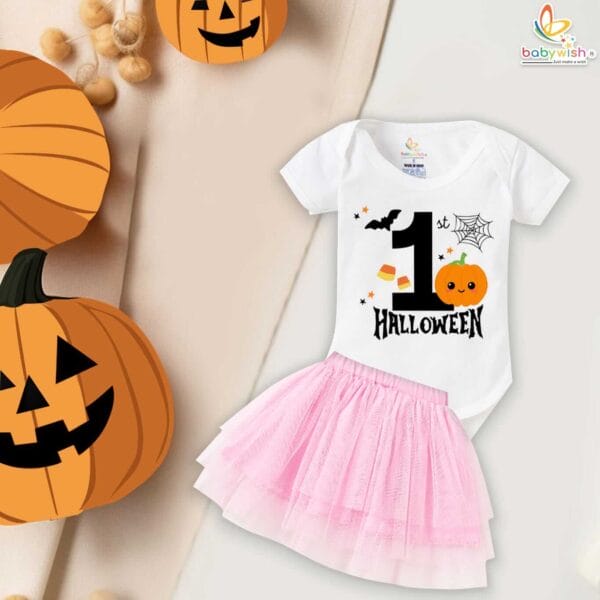 My First Halloween Baby Girl Romper – Newborn Tutu Skirt Bodysuit Halloween Outfit for Infant Girls 0-12 Months with Cute Print – Babywish - Image 4
