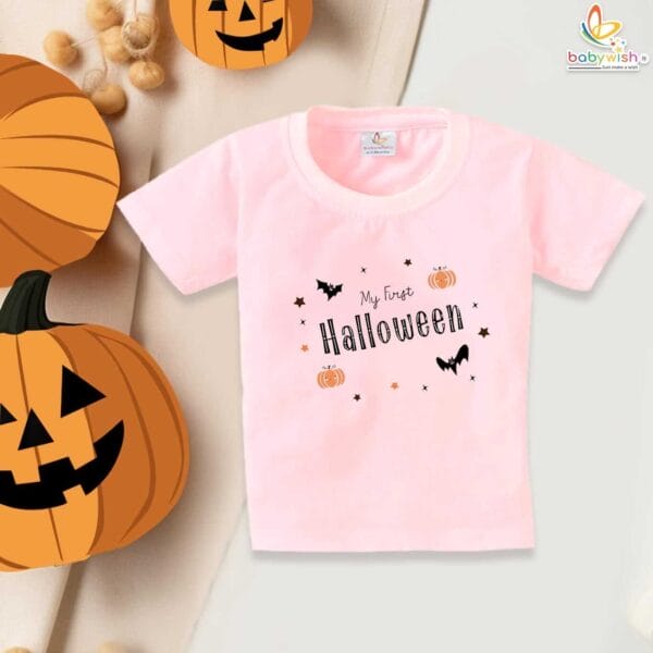 My First Halloween Baby T-Shirt – Star Bat and Pumpkin Print Halloween Shirt for Newborn Infant Toddler Boys and Girls – Babywish - Image 4