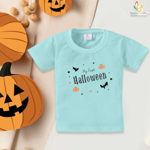 My First Halloween Baby T-Shirt – Star Bat and Pumpkin Print Halloween Shirt for Newborn Infant Toddler Boys and Girls – Babywish - Image 3