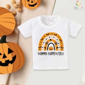 Happy Halloween Baby T-Shirt – Star Spiderweb and Pumpkin Print Halloween Shirt for Newborn Infant Toddler Boys and Girls – Babywish