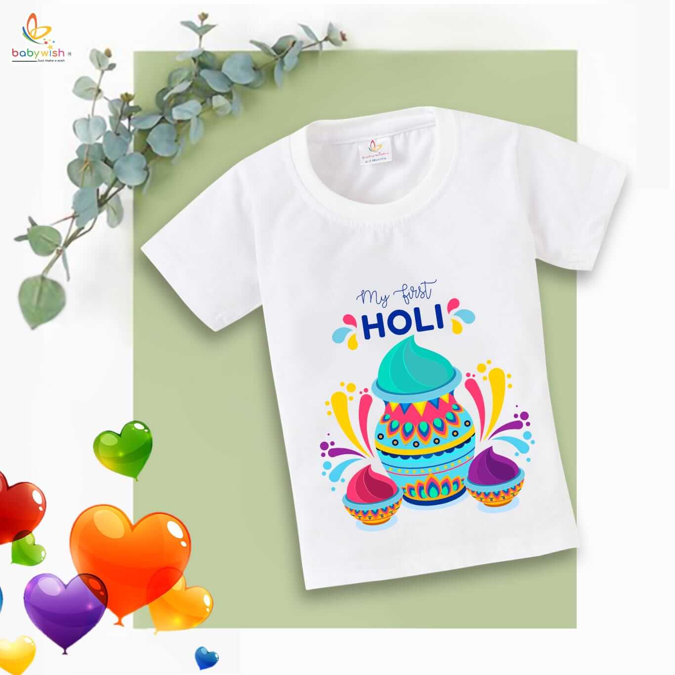 Holi T-shirt for Kids Unisex Printed Half Sleeve Topwear Outfit for Boys and Girls – First Colorful Holi Festival Tee, Comfortable Cotton Casual Wear for Toddlers and Kids - Image 4