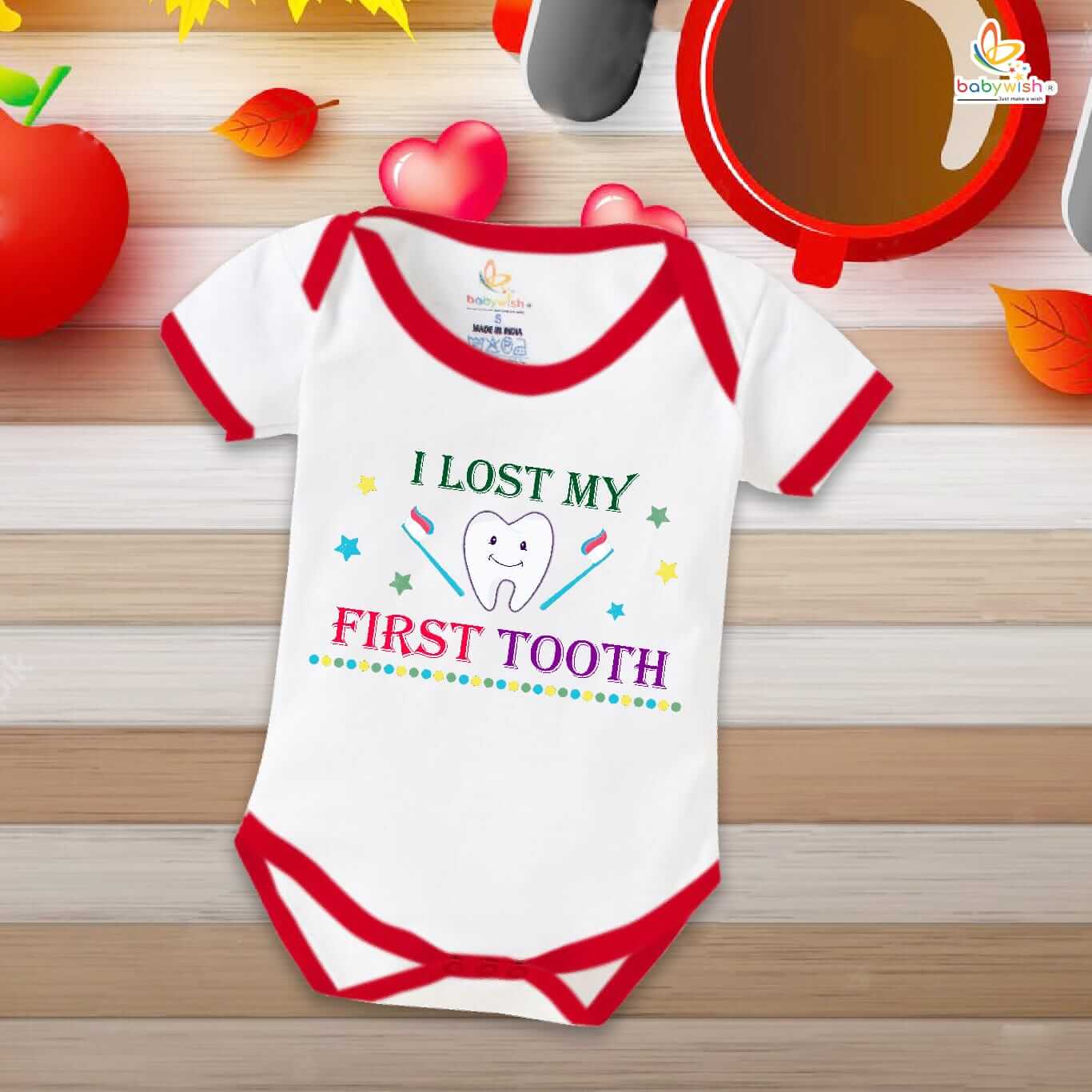 I Lost My First Tooth Baby Romper – Milestone Bodysuit with Toothbrush Print | Soft Cotton Outfit for Baby Boys & Girls – Babywish