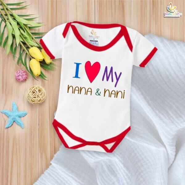 I Love My Nana & Nani – Cute Naanu & Naani Romper for Babies | Baby Bodysuit for Grandparents | Babywish