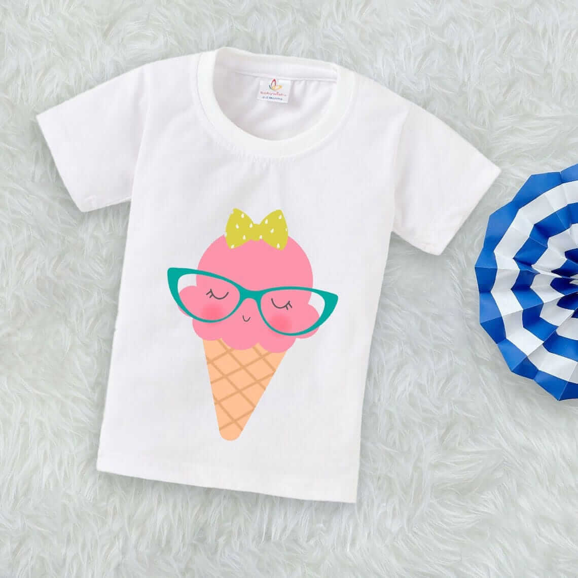 Printable Family T-shirt for Kids Clothes Unisex Newborn Topwear Outfit Cotton Tshirt Half Sleeve Round Neck Dress for Boy n Girl "Ice-Cream Print"