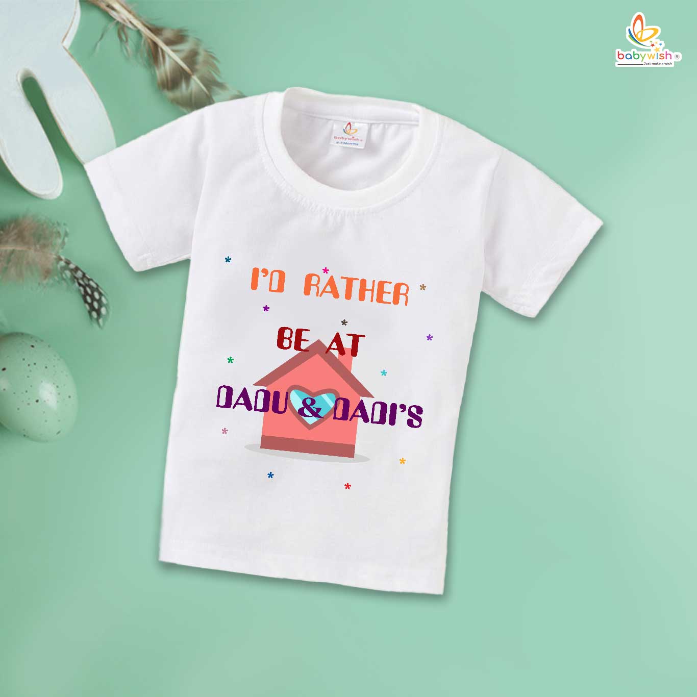 I'd Rather Be at Dadu & Dadi's T-Shirt – Cute My Dadu & Dadi Matching Family T-Shirts – Grandparents Gift, Cotton Tees for Dadu, Dadi & Baby – Babywish