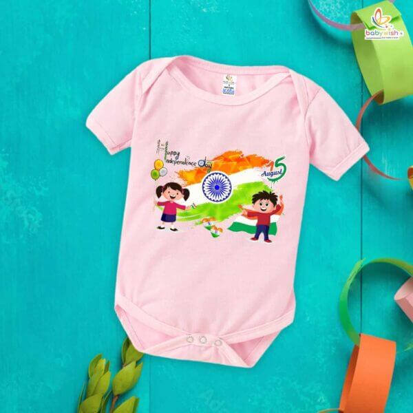 Babywish Independence Day T-Shirt for Boys and Girls 15th August Romper HAPPY INDEPENDENCE DAY - Image 3