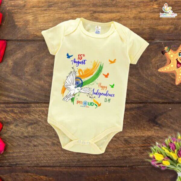 Babywish Independence Day T-Shirt for Boys and Girls 15th August Romper HAPPY INDEPENDENCE DAY - Image 4