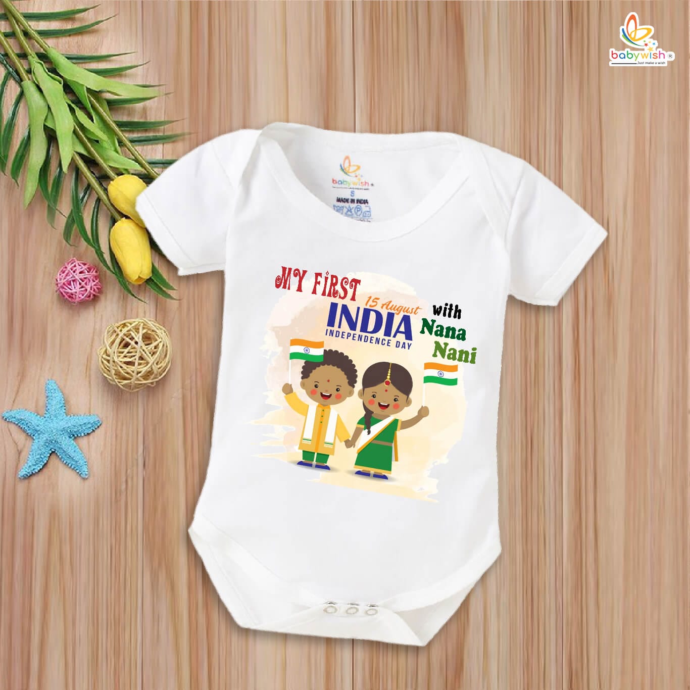 Independence Day Romper for Boys and Girls – 15th August Cotton Half Sleeve Onesie, Patriotic Party Topwear, Comfortable Kids Outfit, Celebrate Freedom, Happy Independence Day – Babywish