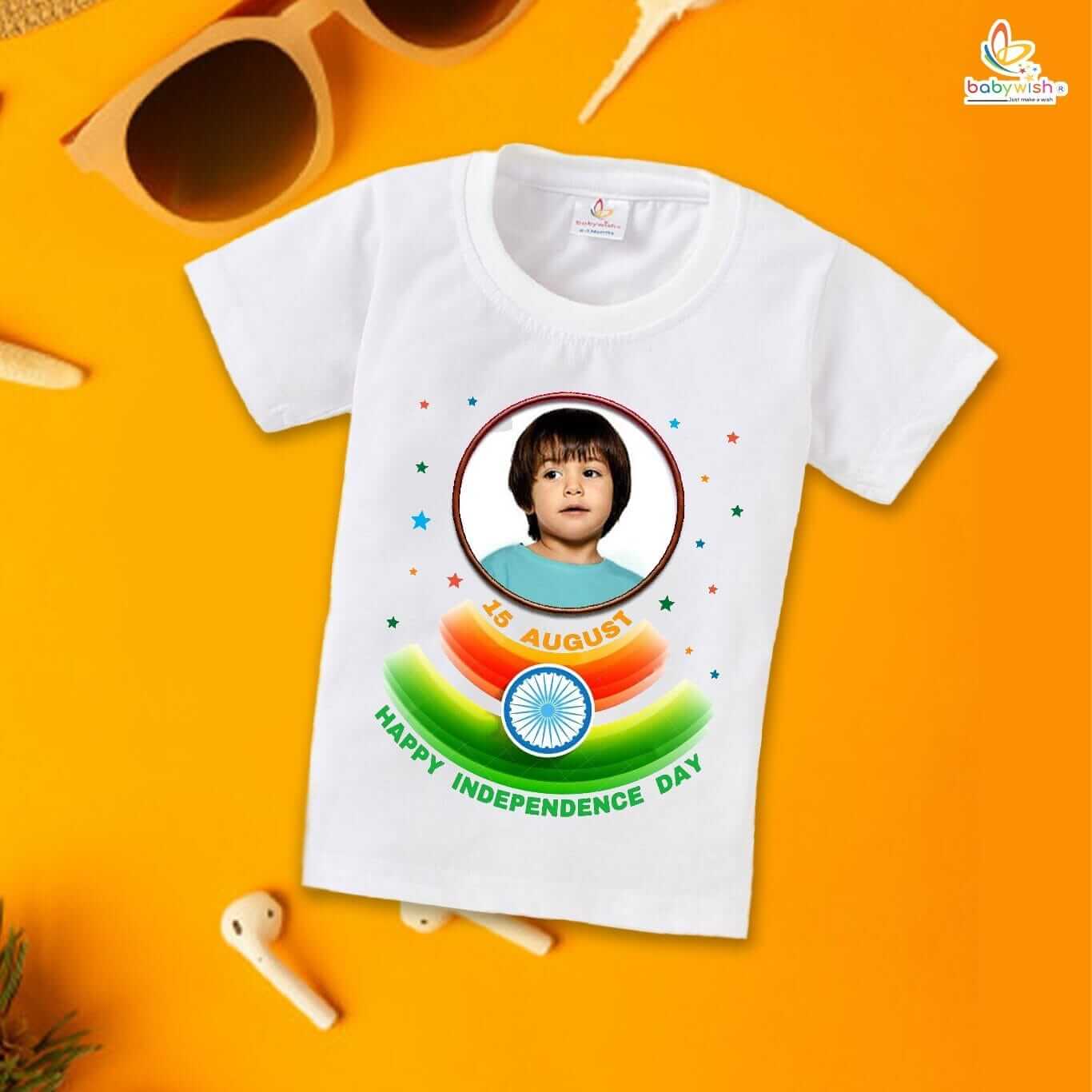 Independence Day T-Shirt for Boys and Girls – 15th August Cotton Half Sleeve Tee, Patriotic Celebration Party Topwear, Comfy Kids Outfit, Happy Independence Day – Babywish