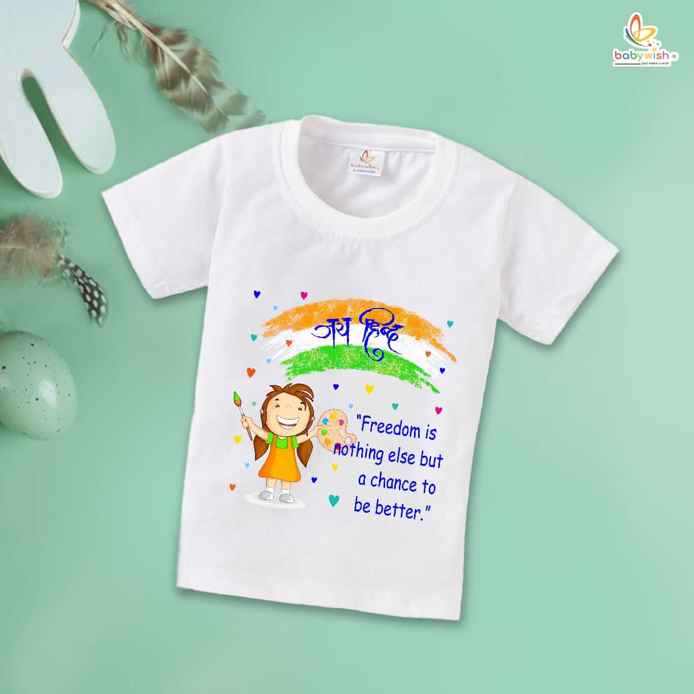 Independence Day T-Shirt for Boys and Girls – 15th August Celebration Half Sleeve Cotton Tee, Comfortable Party Topwear, Happy Independence Day – Babywish