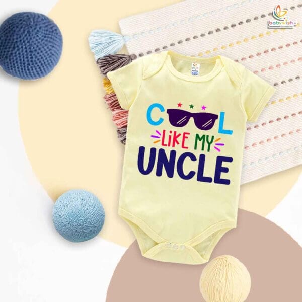 Cool Like My Uncle Baby Romper – Funny Chacha & Chachi Bodysuit | Indian Baby Outfit, Gift for Uncle, Newborn Onesie, Babywish - Image 3