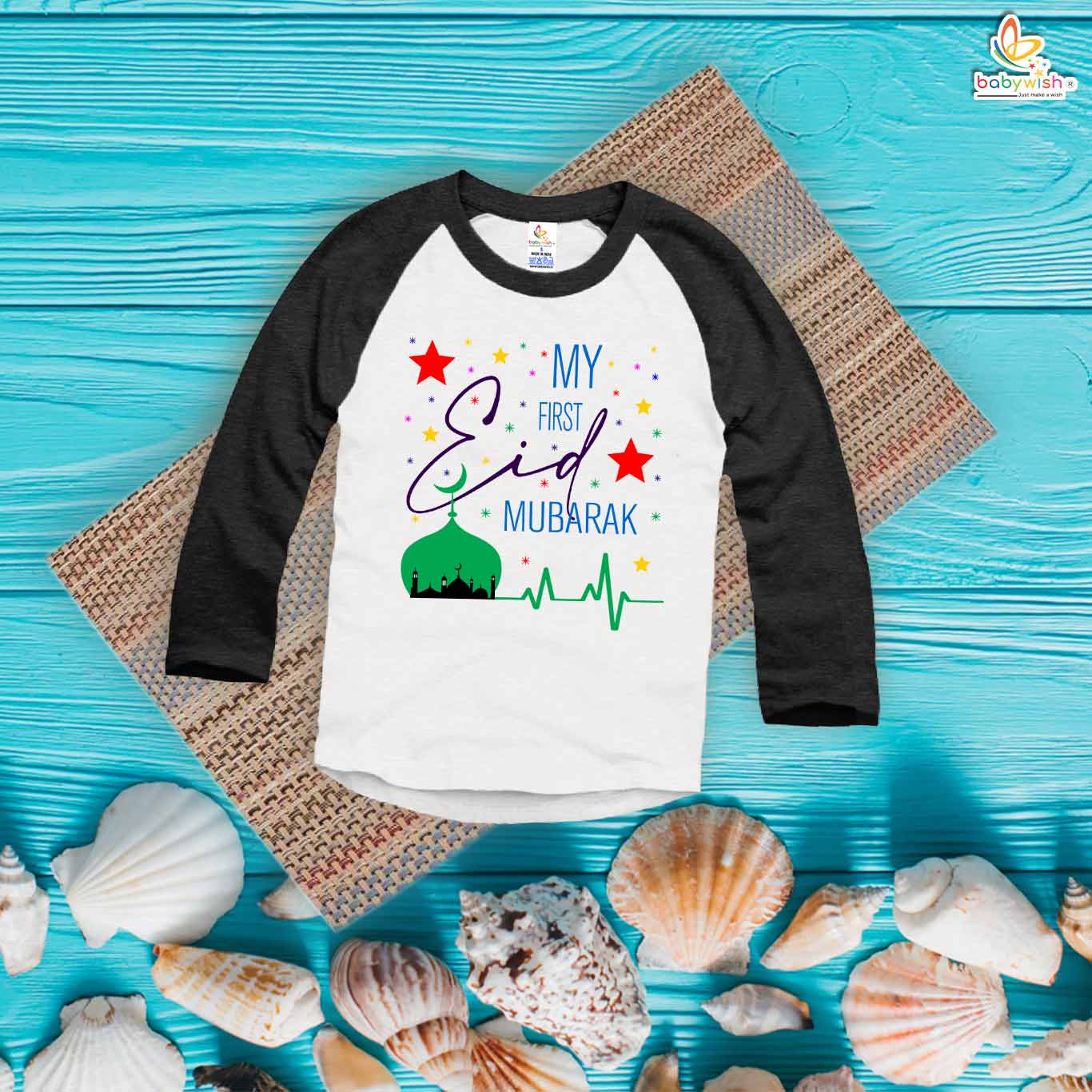 My First Eid Full Sleeve T-Shirt – “Eid Mubarak” Print | Baby Boys & Girls Islamic Festival Shirt | Cute Baby Eid Outfit 2025 by Babywish