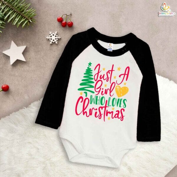 Babywish Christmas Romper Clothes My First Merry Bodysuit Romper Just a girl who love christmas - Image 3