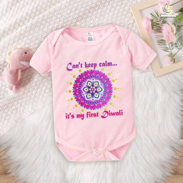 Babywish Baby Diwali Romper Bodysuit My First Diwali Can't Keep Calm It's My First Diwali - Image 3