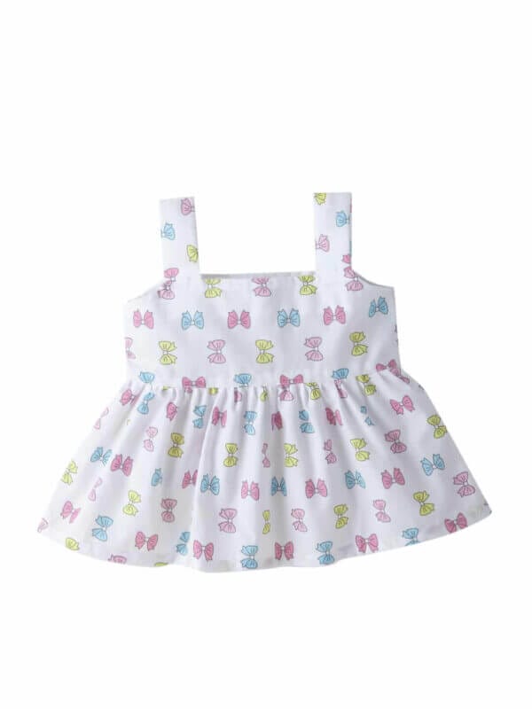 Baby Girl Cotton Frock Newborn Girl Knee Length Dress Bow Strip Print - Image 4