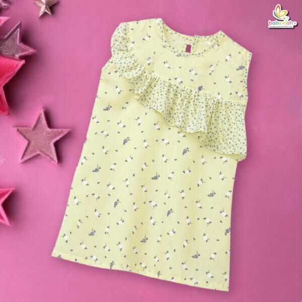 Babywish Baby Girl Cotton Frock Newborn Girl Knee Length Sleeveless Dress Floral Theme Printed - Image 4