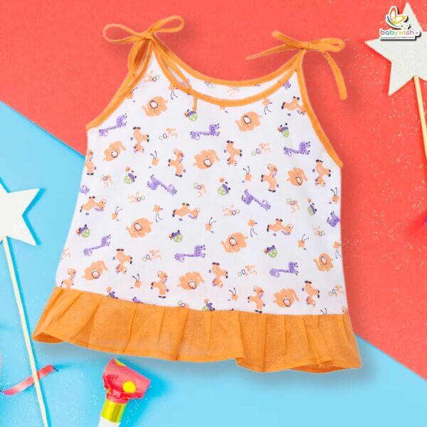 Babywish Baby Girl Cotton Frock Newborn Girl Knee Length Sleeveless Dress Animal Theme Printed - Image 4