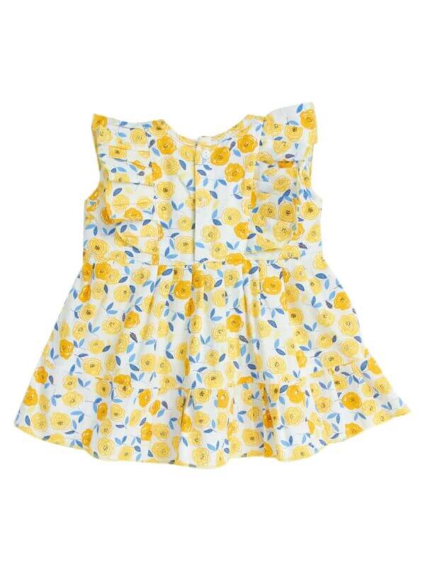 Babywish Baby Girl Cotton Frock Newborn Girl Knee Length Sleeveless Dress Sunflower Theme Printed - Image 4