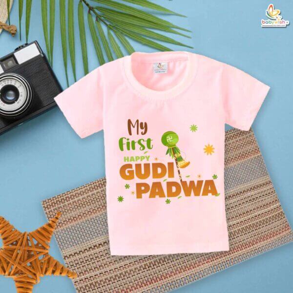 My First Gudi Padwa T-Shirt – Baby Hindu New Year Outfit with “Happy Gudi Padwa” Print | Traditional Festival Clothes for Infant Boys & Girls by Babywish - Image 3