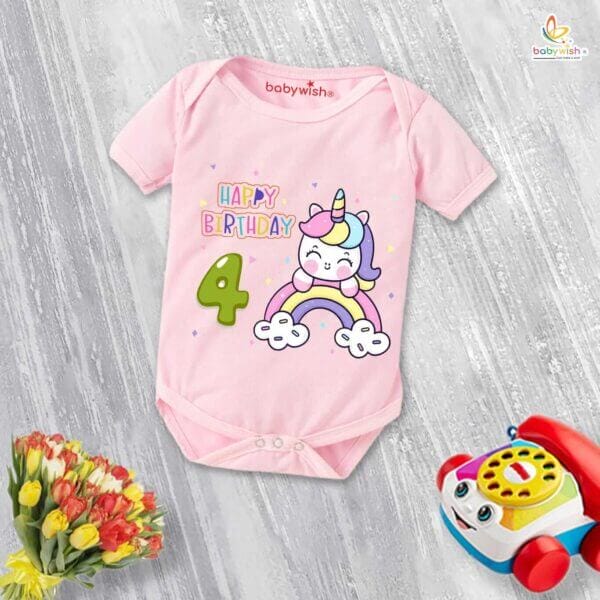 Four month unisex baby romper half sleeve round neck onesie - Image 4