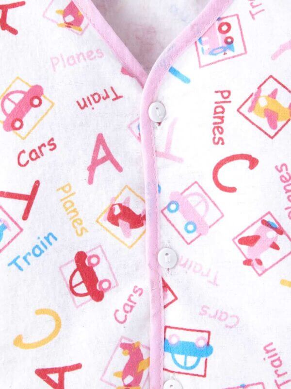 kids top bottom baby Jhabla Set Full Sleeve Pure Flannel kids tshirt Jhabla pajama set - Pink Flannel Alphabet Print - Image 4