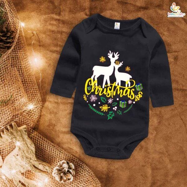 Babywish Christmas Romper Clothes My First Merry Bodysuit Romper Christmas 2 Dear Print - Image 3