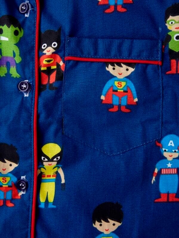 Kids Sleepsuit for Baby Boy’s and Girl’s Topwear and Pajamas Set Long Sleeve Sleepwear Baby Clothing Sets - Blue Superhero Theme - Image 4