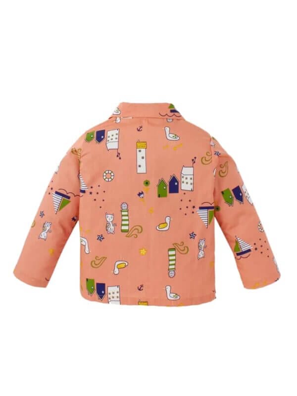 Kids Sleepsuit for Baby Boy’s and Girl’s Topwear and Pajamas Set Long Sleeve Sleepwear Baby Clothing Sets - Peach Swan Print - Image 3