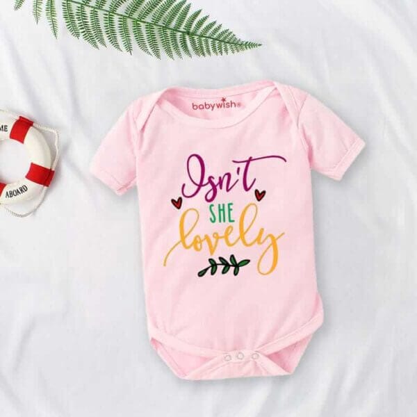 Baby First Valentine Day Romper Clothes Baby valentine Bodysuits Newborn Outfit Envelop Neck Half Sleeve Unisex Onesies"Isn't she lovely" - Image 3