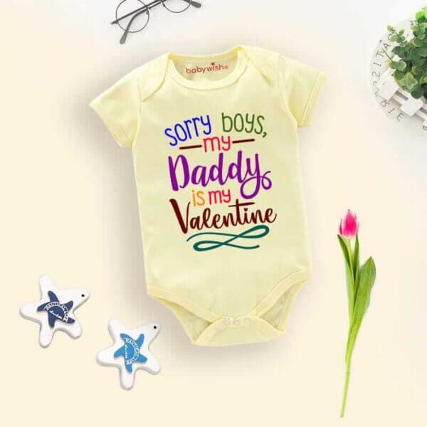 Baby First Valentine Day Romper Clothes Baby valentine Bodysuits Newborn Outfit Envelop Neck Half Sleeve Unisex Onesies"Sorry Boys on Valentine" - Image 3