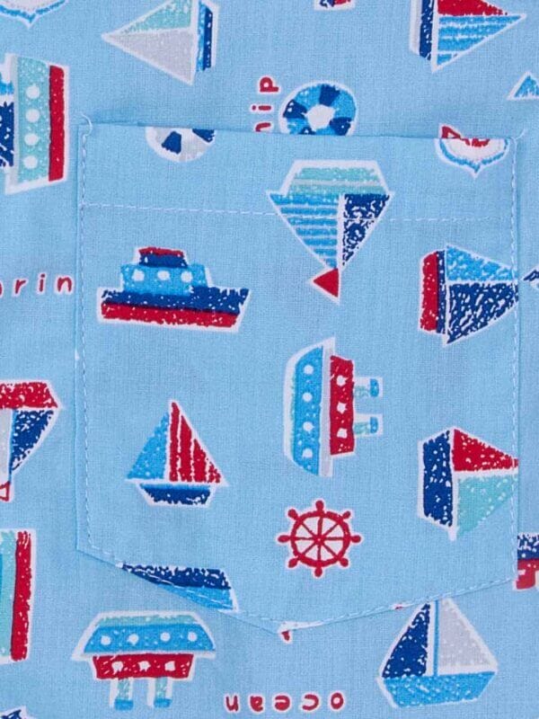Kids Sleepsuit for Baby Boy’s and Girl’s Topwear and Pajamas Set Long Sleeve Sleepwear Baby Clothing Sets - Blue Boat Print Print - Image 4