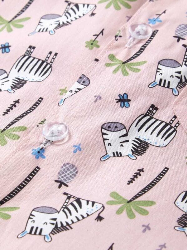 Kids Sleepsuit for Baby Boy’s and Girl’s Topwear and Pajamas Set Long Sleeve Sleepwear Baby Clothing Sets - Peach Zebra Print - Image 4