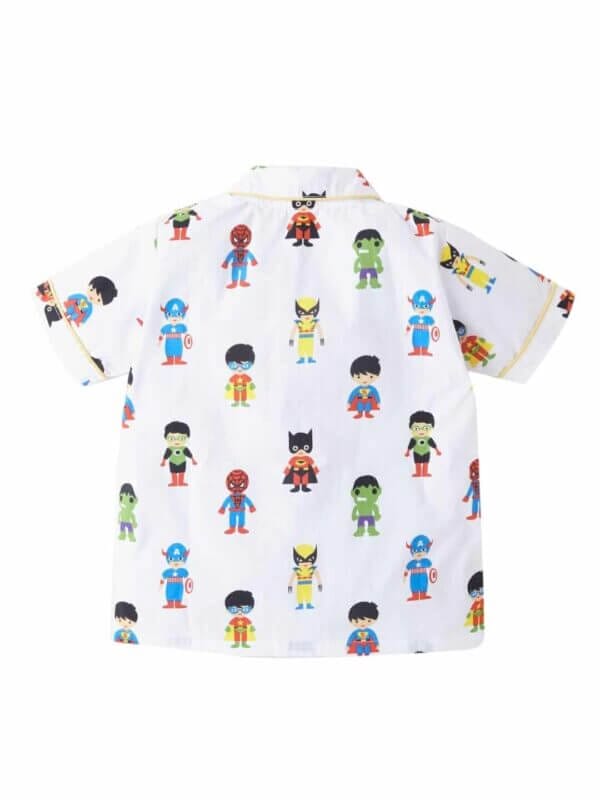 Kids Sleepsuit for Baby Boy’s and Girl’s Topwear and Pajamas Set Long Sleeve Sleepwear Baby Clothing Sets - White Superhero Theme - Image 3