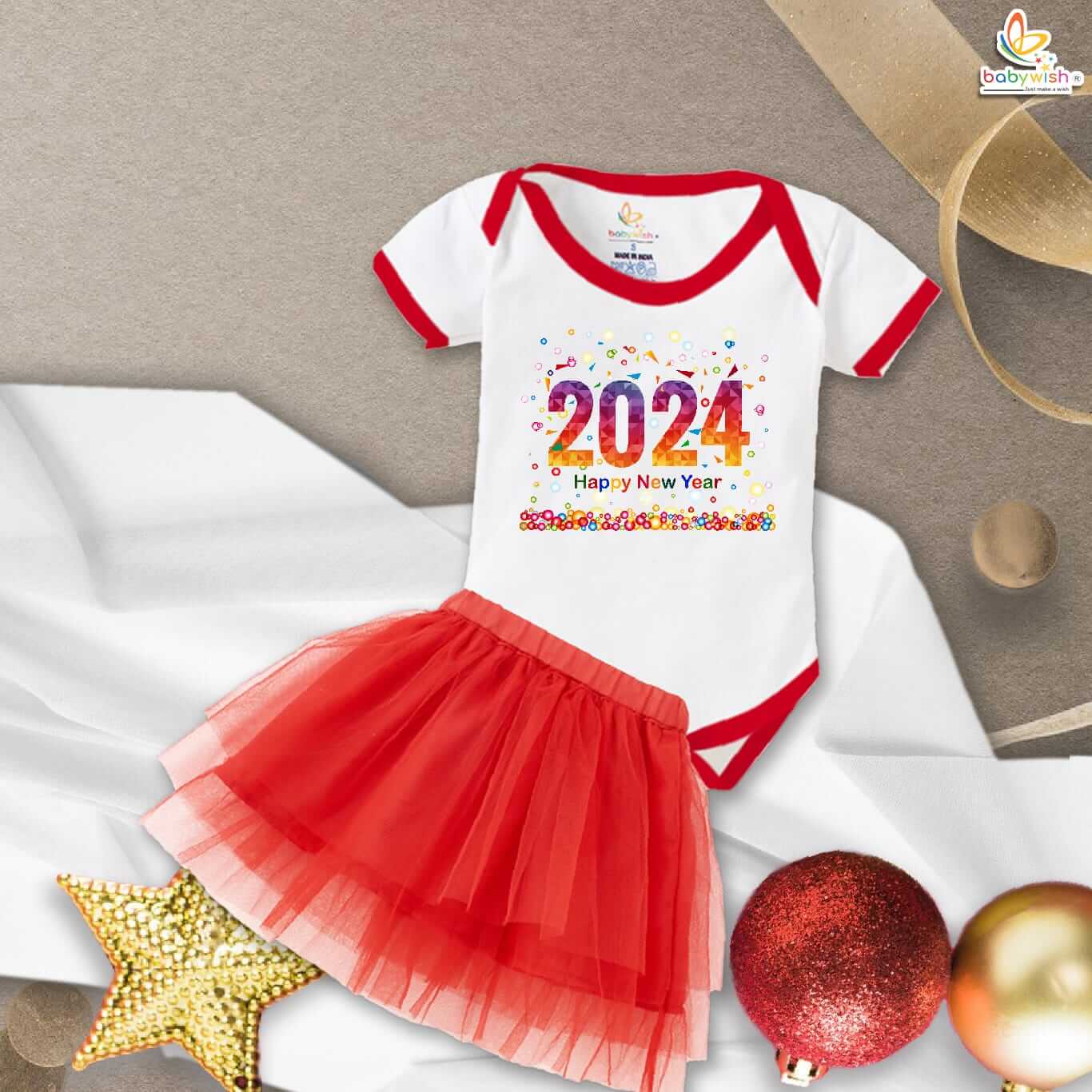 Newborn girls tutu skirt romper New Year print onesies bodysuits for baby 0 to 12 months