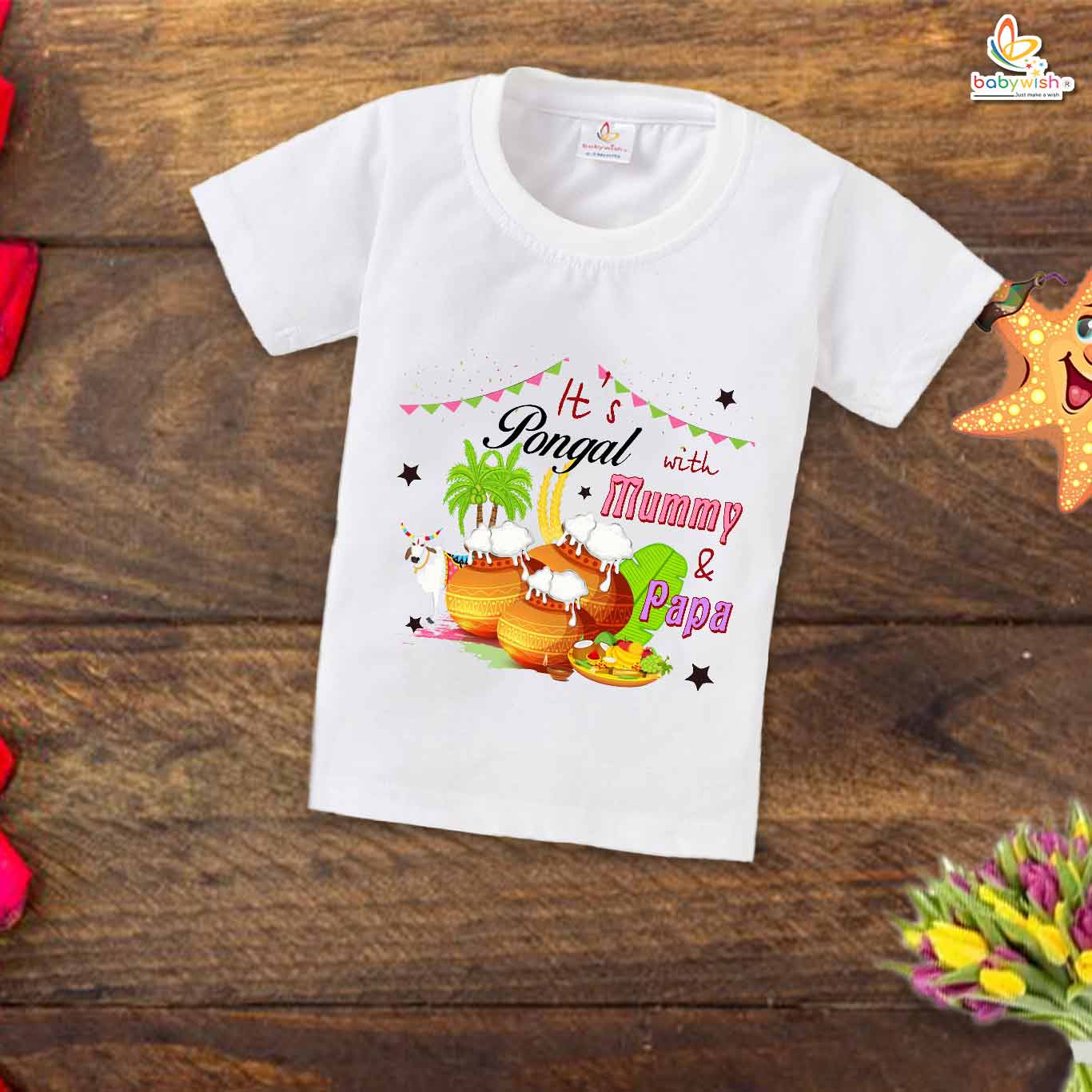 It's Pongal With Mummy Papa My First Pongal T-shirt – Baby Pongal Outfit for Newborns & Infants | Cute Pongal T-shirt for Boys & Girls – Babywish