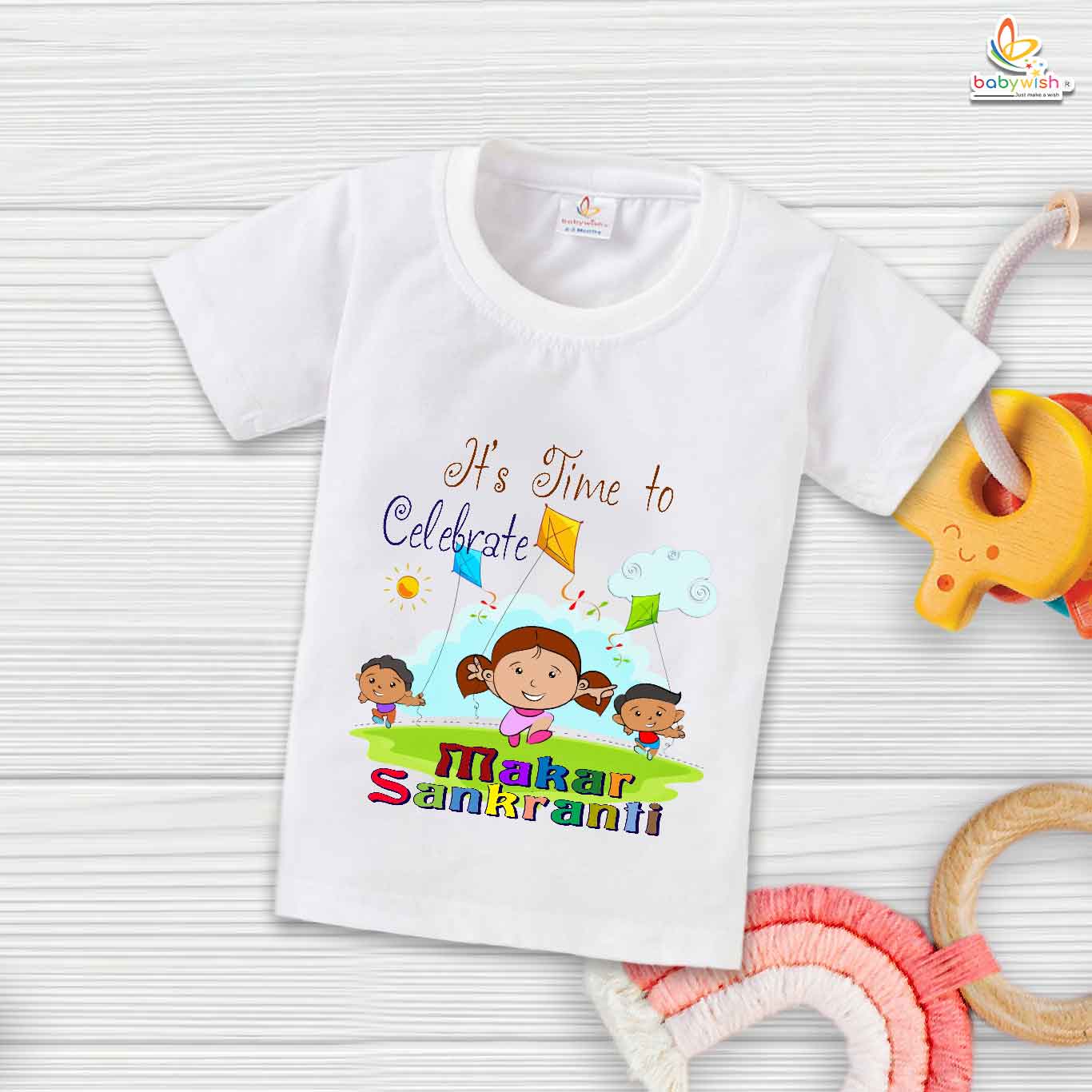 It's Time to Celebrate Makar Sankranti Baby T-Shirt – My First Makar Sankranti Festival T-shirt for Newborn & Infant | Cute Baby Outfit – Babywish