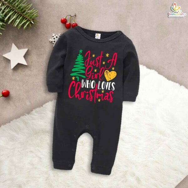 Babywish Christmas Full Body Romper Clothes My First Merry Bodysuit Just a girl who love christmas - Image 2
