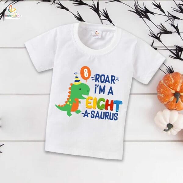 Eight Year Birthday Unisex T-Shirt Half Sleeve Round Neck Topwear tee for kids - Image 4