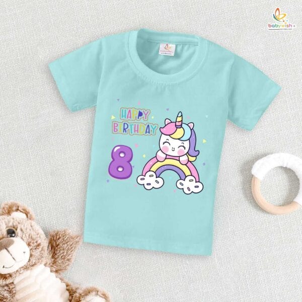 Eight Year Birthday Unisex T-Shirt Half Sleeve Round Neck Topwear tee for kids - Image 3