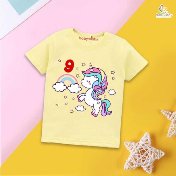 Nine Year Birthday Unisex T-Shirt Half Sleeve Round Neck Topwear tee for kids - Image 4