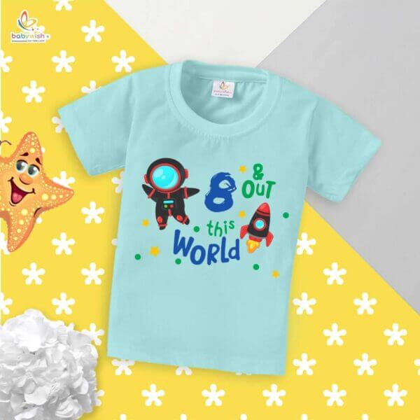 Eight Year Birthday Unisex T-Shirt Half Sleeve Round Neck Topwear tee for kids - Image 3
