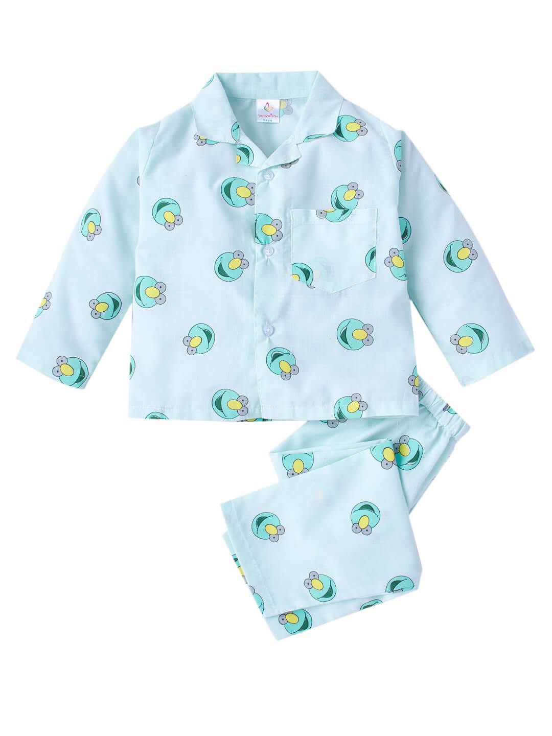 Blue Cotton Sleepsuit for Kids Aged 1 to 10 Years with Cute Prints – Babywish