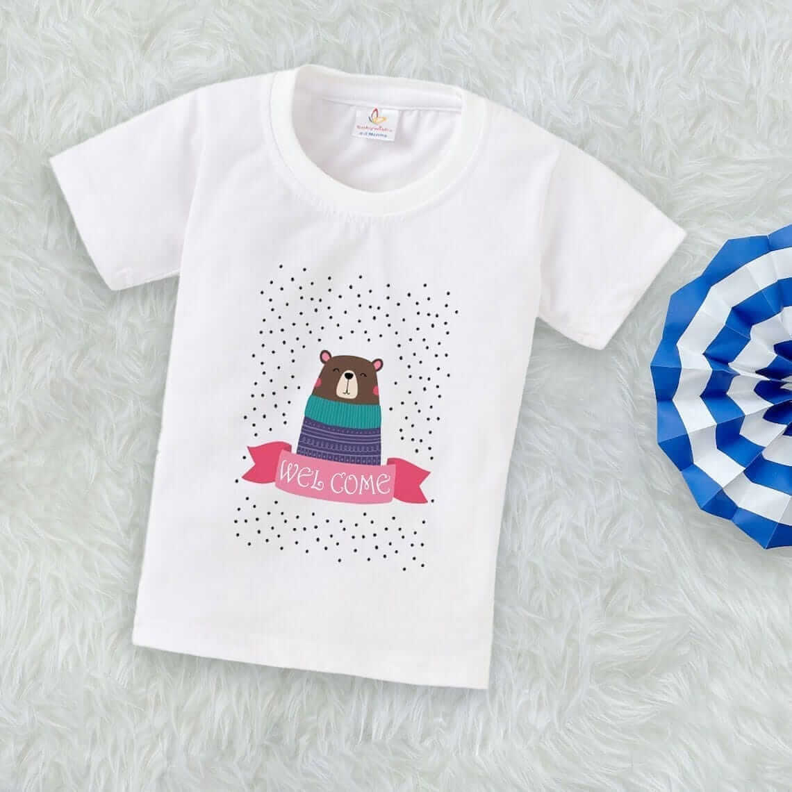 Printable Family T-shirt for Kids Clothes Unisex Newborn Topwear Outfit Cotton Tshirt Half Sleeve Round Neck Dress for Boy n Girl "Welcome Beer Print"