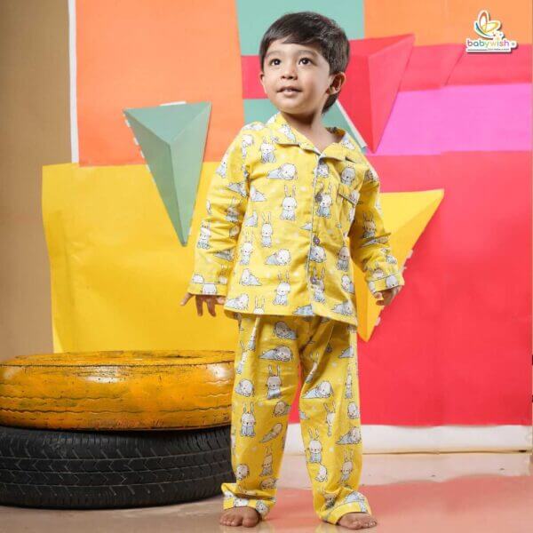 Kids Sleepsuit for Baby Boy’s and Girl’s Topwear and Pajamas Set Long Sleeve Sleepwear Baby Clothing Sets - Bunny Print - Image 2