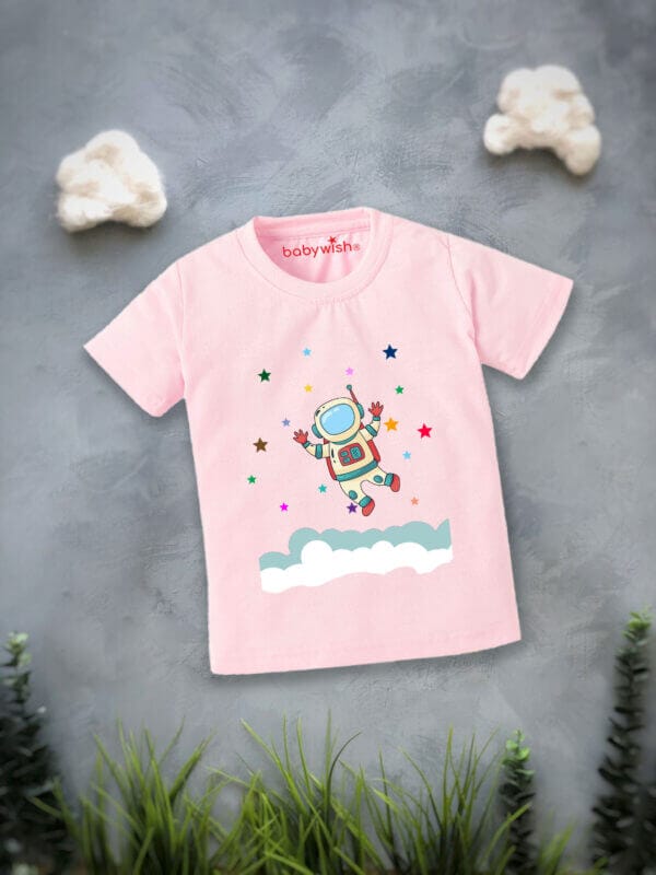 Printable Family T-shirt for Kids Clothes Unisex Newborn Topwear Outfit Cotton Tshirt Half Sleeve Round Neck Dress for Boy n Girl "Astronaut Print" - Image 2