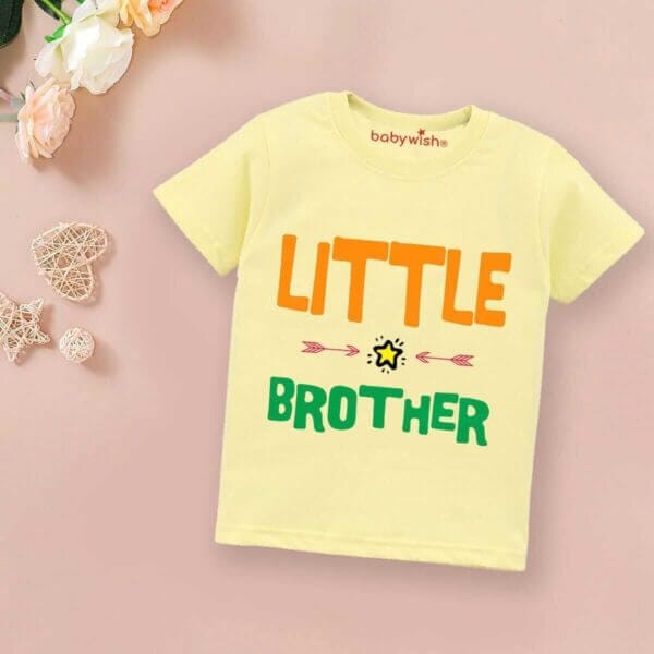 Printable Family T-shirt for Kids Clothes Unisex Newborn Topwear Outfit Cotton Tshirt Half Sleeve Round Neck Dress for Boy n Girl "Little Brother Print" - Image 3