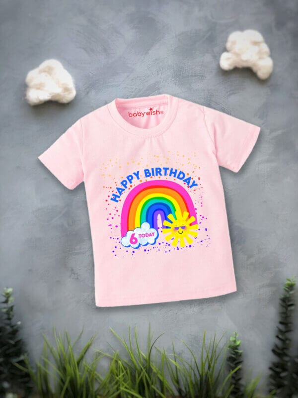 Printable Family T-shirt for Kids Clothes Unisex Newborn Topwear Outfit Cotton Tshirt Half Sleeve Round Neck Dress for Boy n Girl "Happy Birthday 6th Day" - Image 2